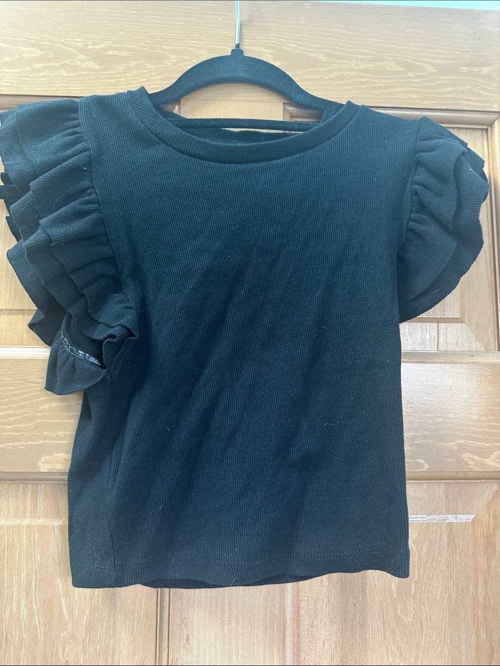 Black Women's - Zara - Ruffle Sleeve Tee